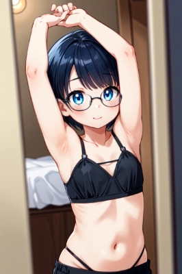 鏡の前でポージング