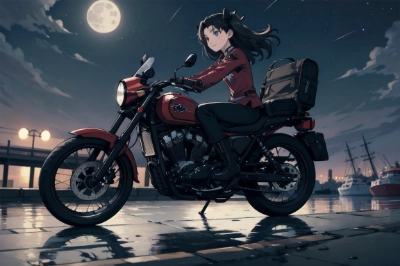 バイク乗っでいる東阪凛
