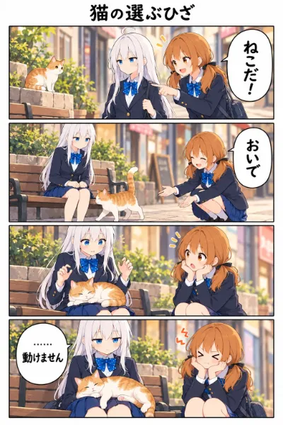 希乃果ちゃんと遊子先輩　猫の選ぶひざ