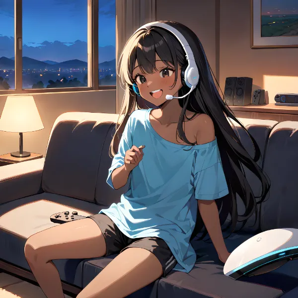 ソファでゲーム三昧