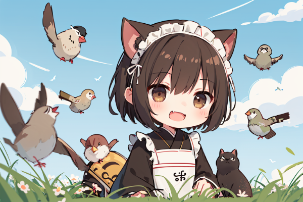 チュンチュンと一緒ニャ♪