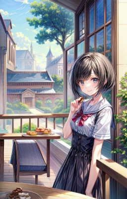 カフェに佇む