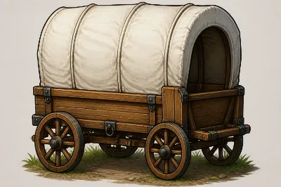 AIの餌を手描きした上で生成した画像　幌馬車の荷台
