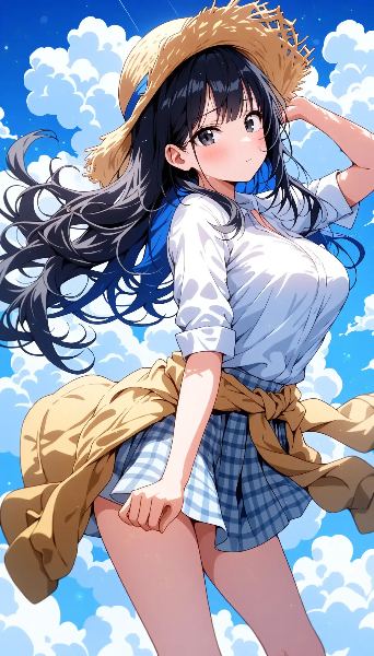 青空を背景に
