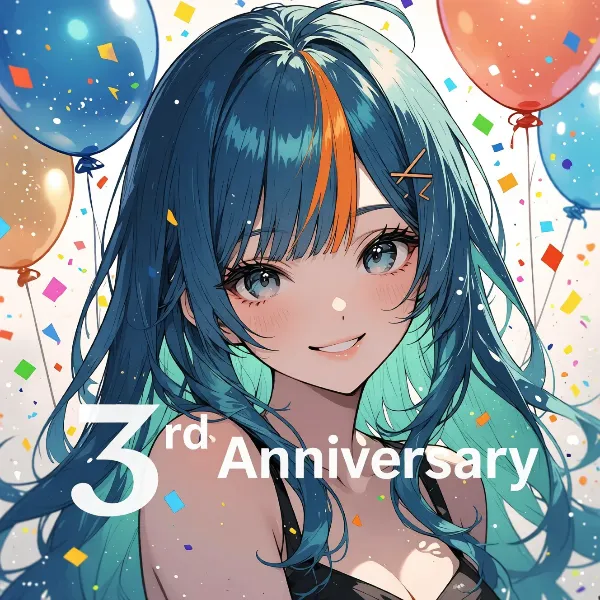 3周年の輝く風船パーティー