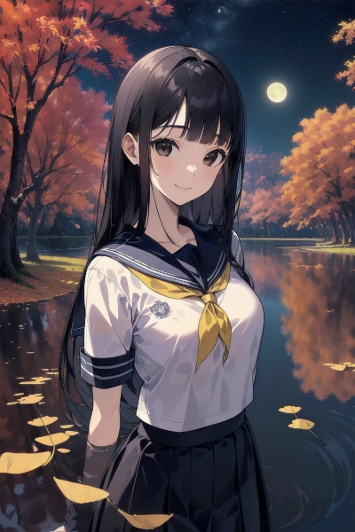 月と紅葉と女子高生