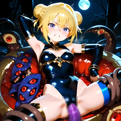 女の子達が恐ろしい浮き輪のモンスターに・・・
