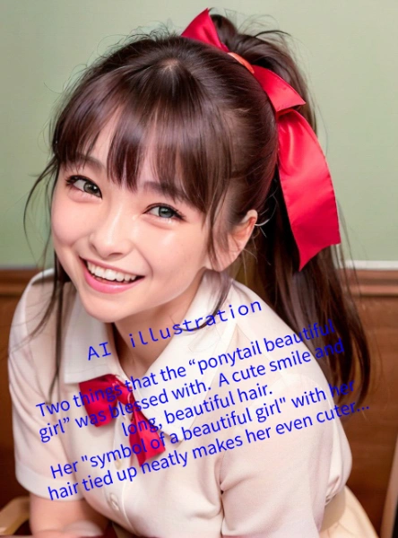 笑顔のポニーテール美少女
