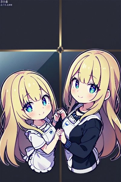 お手伝いを頑張る金色の髪の姉妹