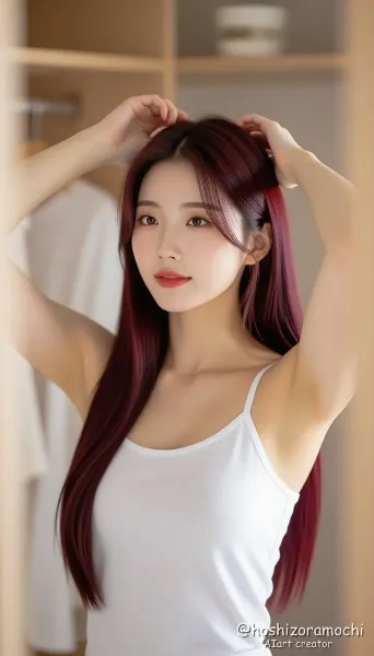 新しいキャミソールを着る、一瞬の無防備 / A moment of vulnerability as I put on my new camisole