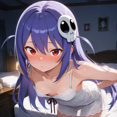 赤い瞳とドクロの髪飾り