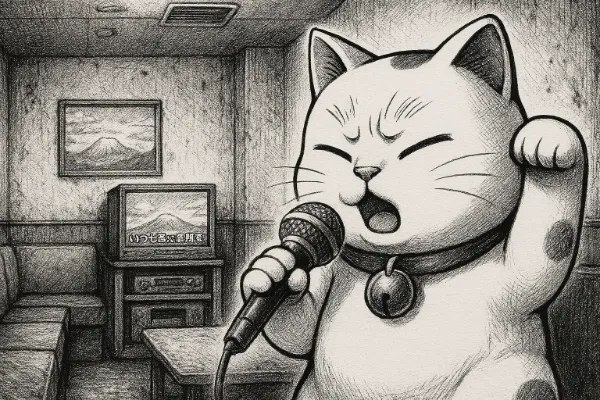 カラオケをするまねき猫