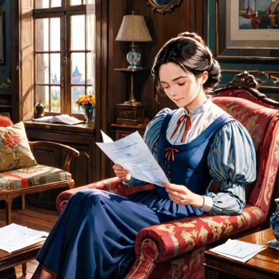 手紙を読む淑女