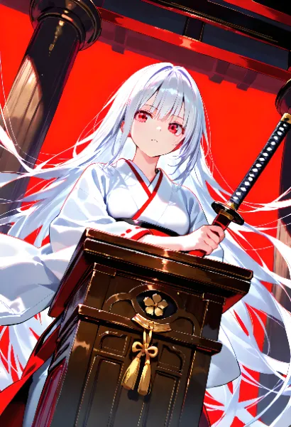 紅鳥居の白髪剣士