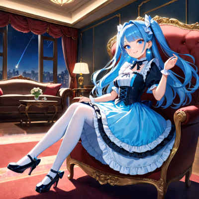 くつろぐ青髪さん