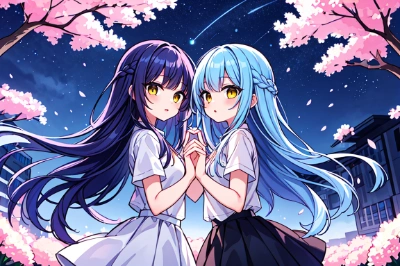 桜と少女