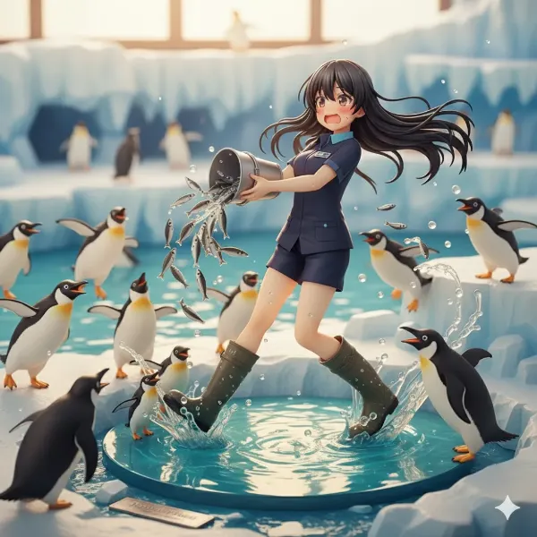 おま好きシリーズお仕事編 ダンデレちゃん(飼育員) × ペンギン