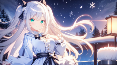 雪の中で