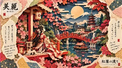 紅葉の渡りで待つ秋の想い