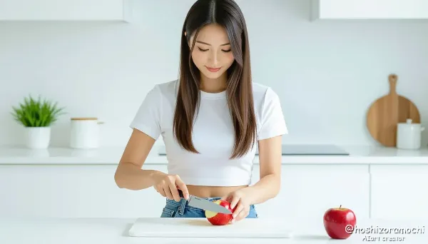 静寂のひととき【包丁が切り開くりんごの断面】 - A moment of silence [Cross-section of an apple cut open by a knife]