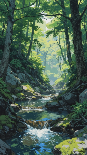 夏の奥山渓谷／スマホ壁紙アーカイブ