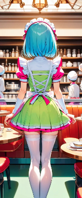 後ろ姿のウエイトレスさん