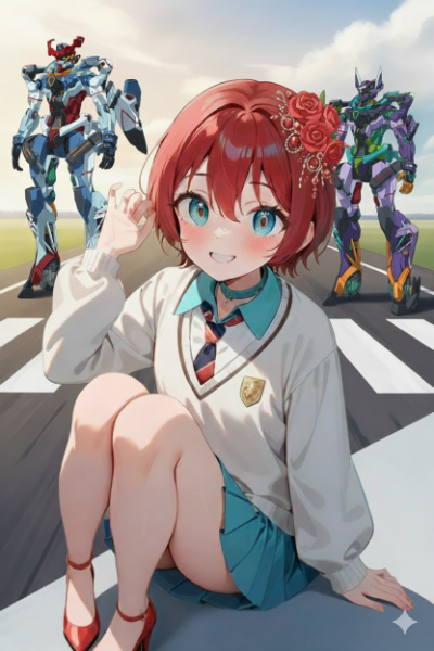 赤髪に赤い髪飾り