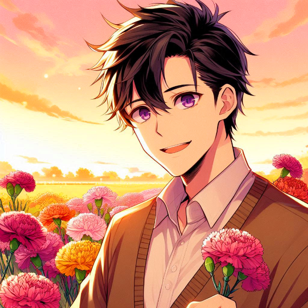 母の日の、カーネーションと、黒髪短髪男性＊その7(2枚)