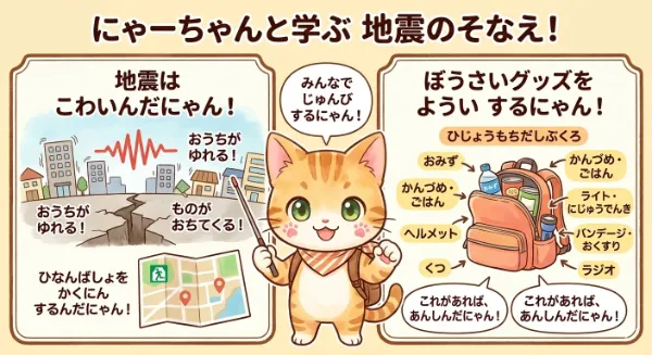 防災！可愛い猫ちゃんが地震の備えを教える！