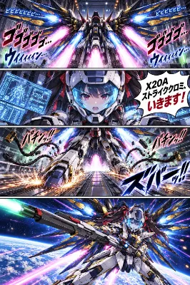 お題「アニメシチュエーション」 X20A ストライククロミ 宇宙への飛翔