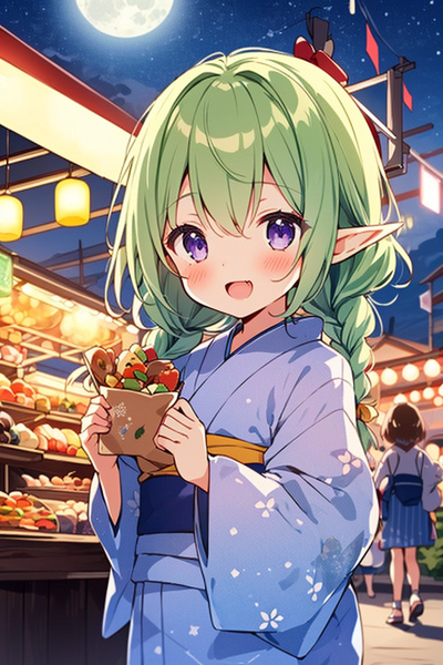 エルフのうちの子は浴衣姿でお祭りに
