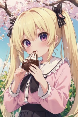 甘い物を食べる女の子