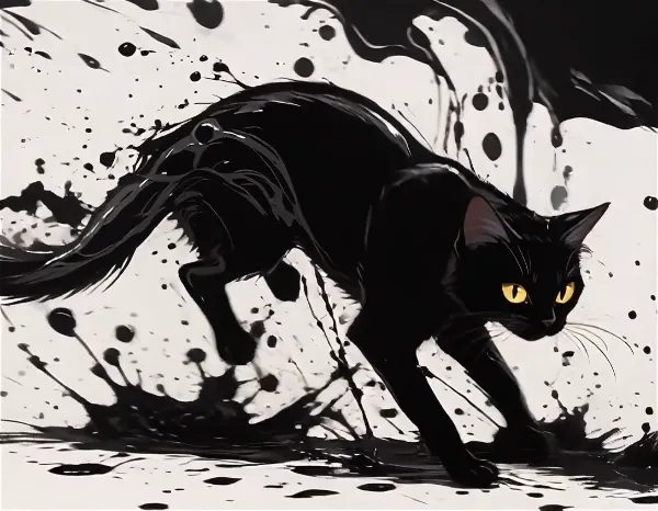 動画・黒インク猫