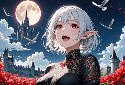 白黒ネコエルフ