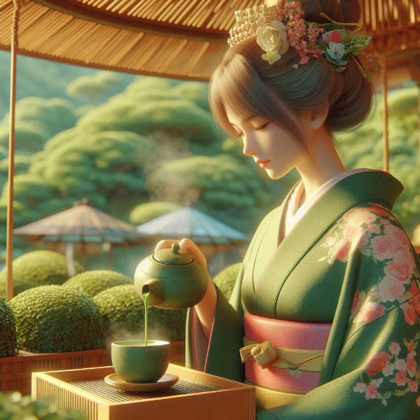 お茶を淹れる女性