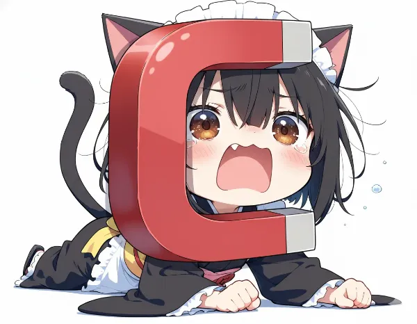 マグネットにハマったニャ～(TOT)