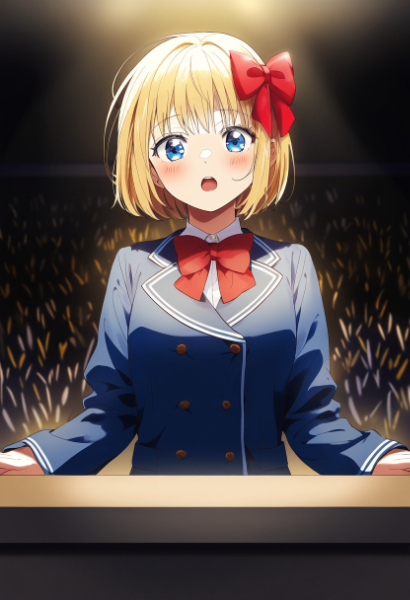 演壇で話すムスメさん