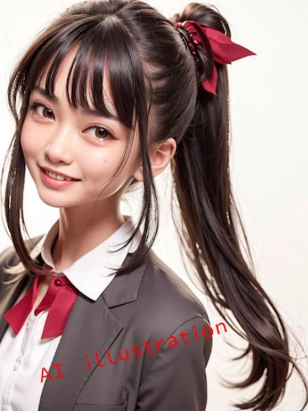 ポニーテール美少女の笑顔（単発画像）