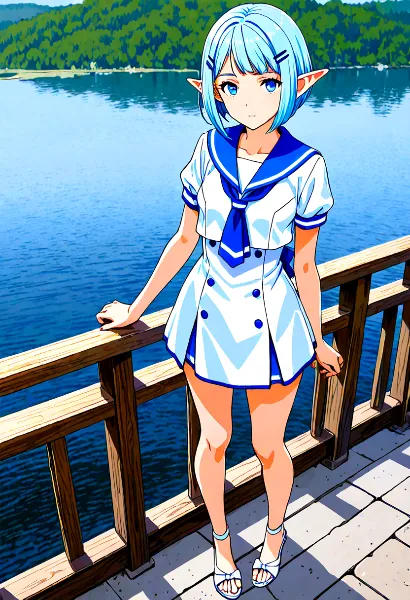 湖畔の青髪エルフの秘密の瞬間