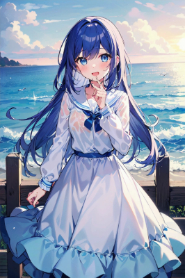 夕日に照らされて