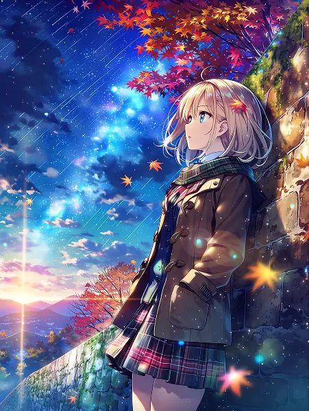 星降る紅葉の夜に君を待つ