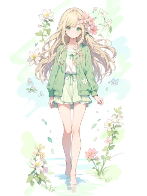 green cardigan