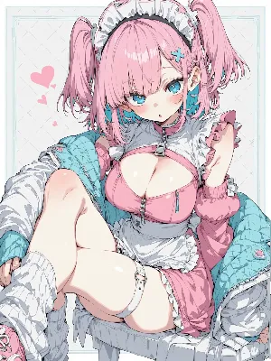 青い瞳のピンクメイド
