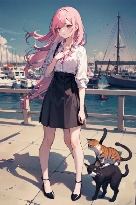 港町と猫