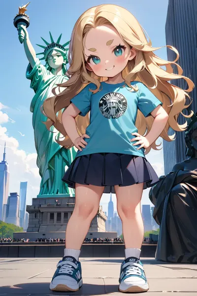 自由の女神とおでこちゃん