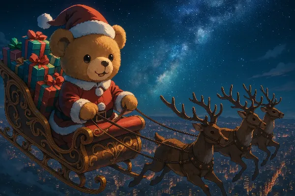 星空を駆けるクマのサンタ冒険