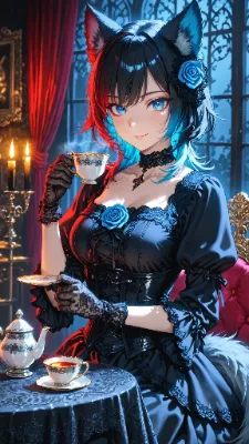 🐺 ゴシックなお茶会 〜ウル子、意外と様になる午後〜🫖🥀