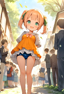 みかん色を取り入れた柑橘娘風スク水コーデ