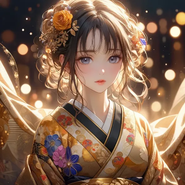 黄金の着物に輝く少女