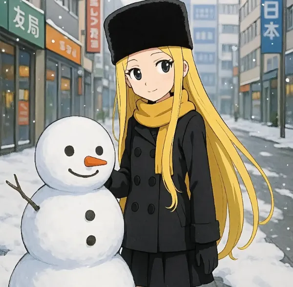 雪だるまさん、今日で地球ともお別れ。明日は、銀河鉄道で宇宙に旅立つわ🎵